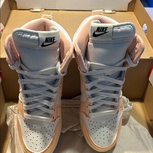 Nike High-Top Sneakers in White and Peach